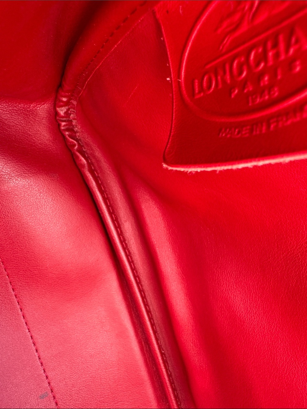 Longchamp Red Russo Leather Tote with Bamboo inspired Toggle closure - Picture 10 of 15